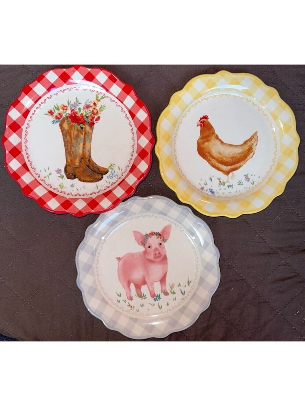 NOS 2020 The Pioneer Woman 7” Stoneware Appetizer Plates Bundle Of 3 Plates